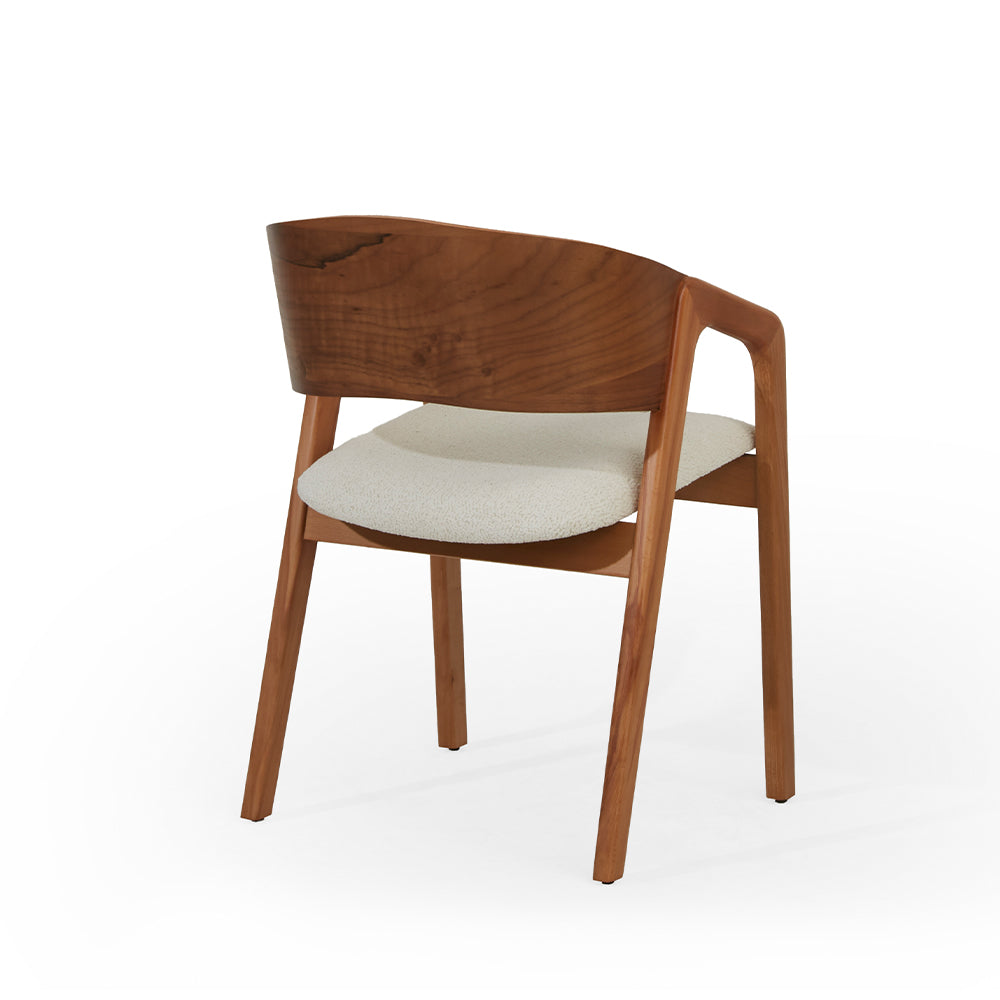 Chaise Eva - Bois & tissu laine bouclée