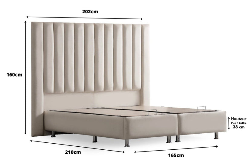 Lit coffre - Athena - Blanc cassé