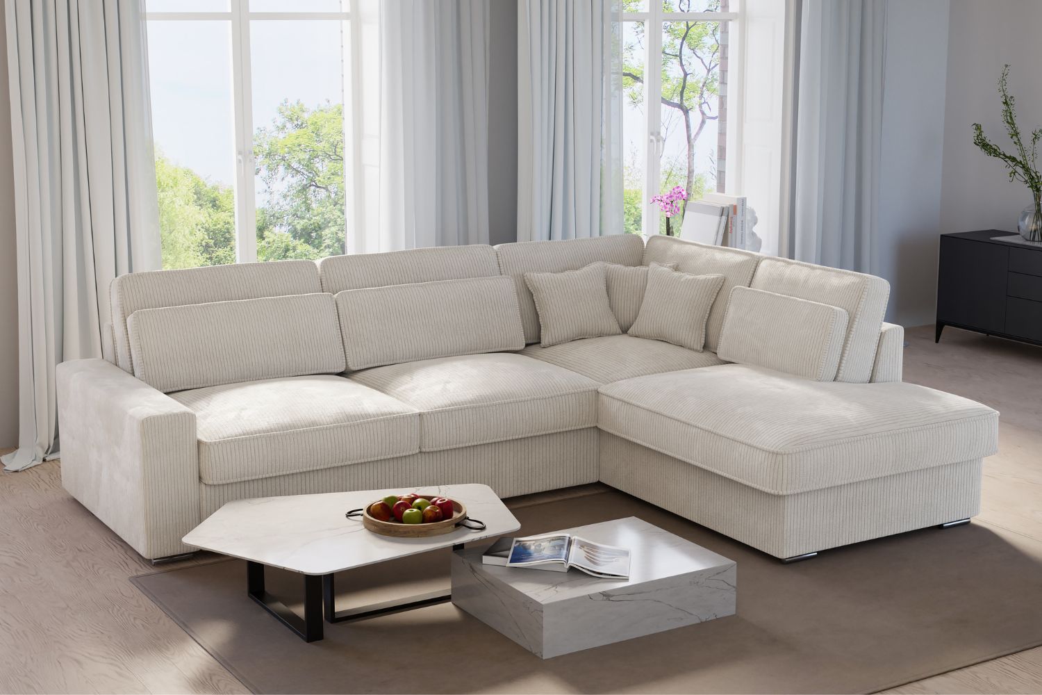 Canapé d'angle Lexus - Velours côtelé