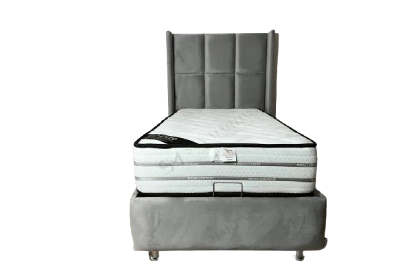 Lit coffre Rio - 1 place - Velours gris