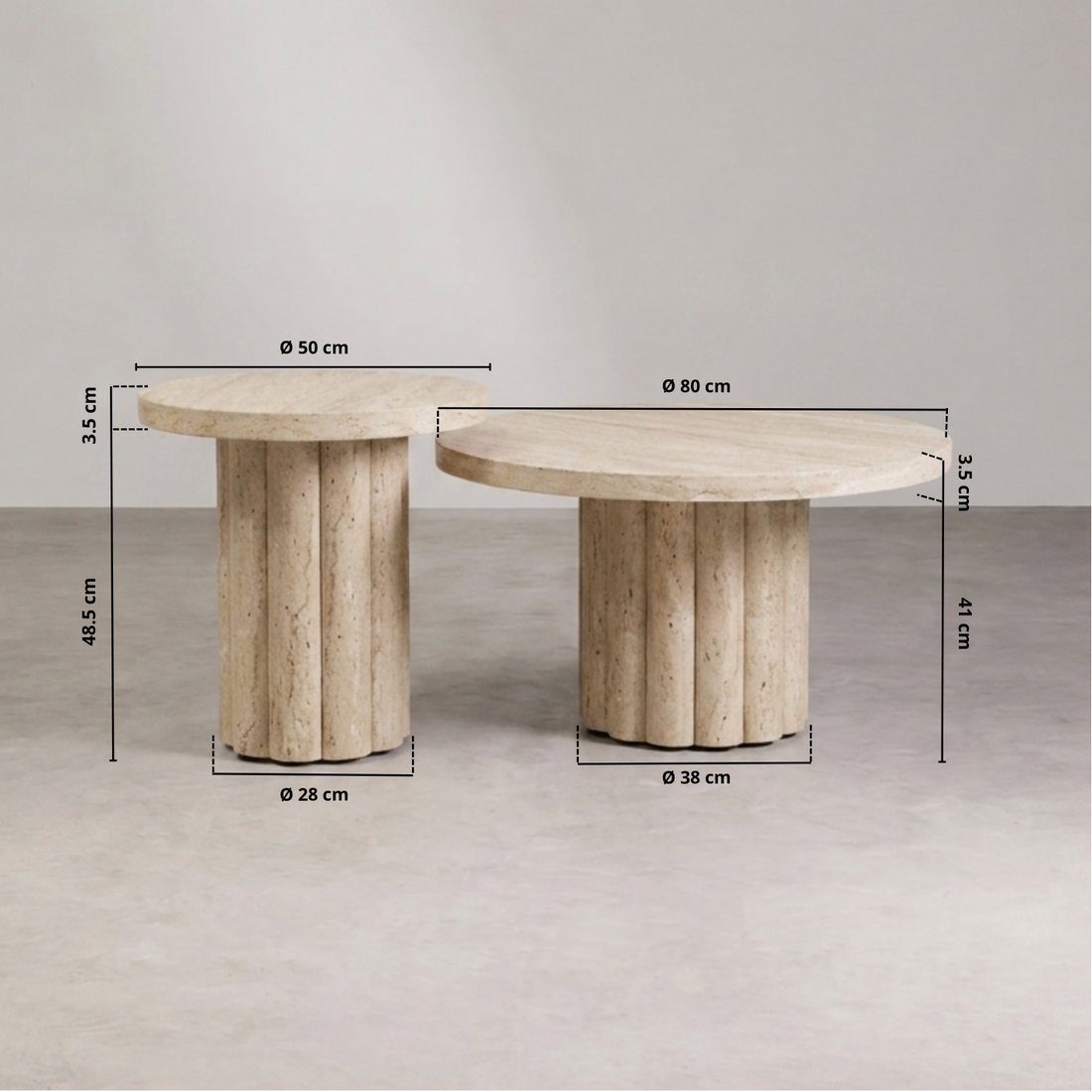 Table basse gigogne ATHENA Travertin
