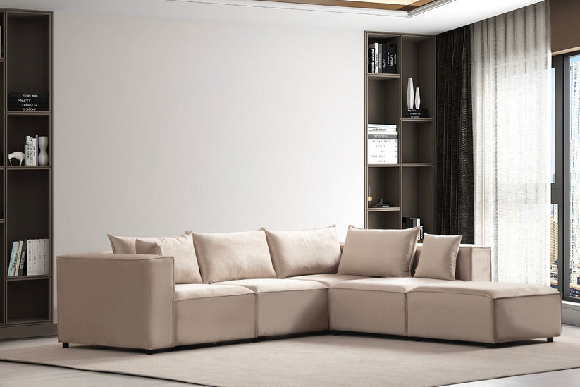 Canapé modulable - Elégance 4+1 - Velours - Beige