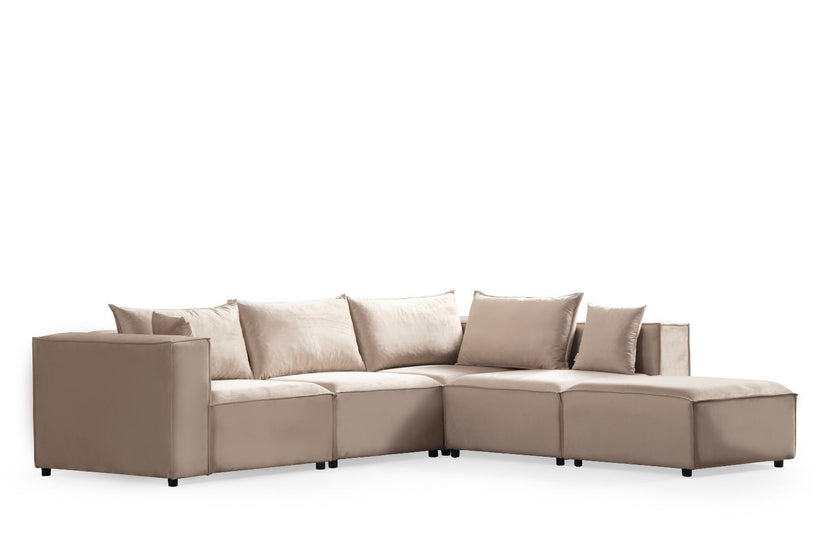 Canapé modulable - Elégance 4+1 - Velours - Beige