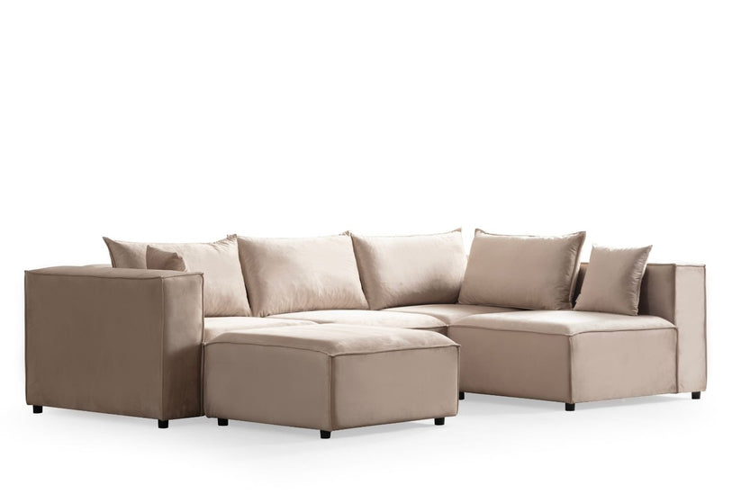 Canapé modulable - Elégance 4+1 - Velours - Beige