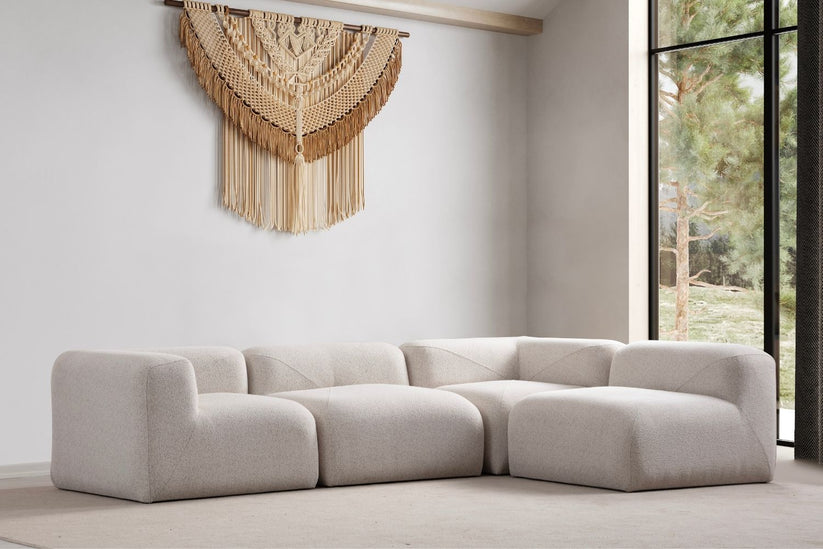 Canapé modulable Nuage - Chenille - Blanc cassé