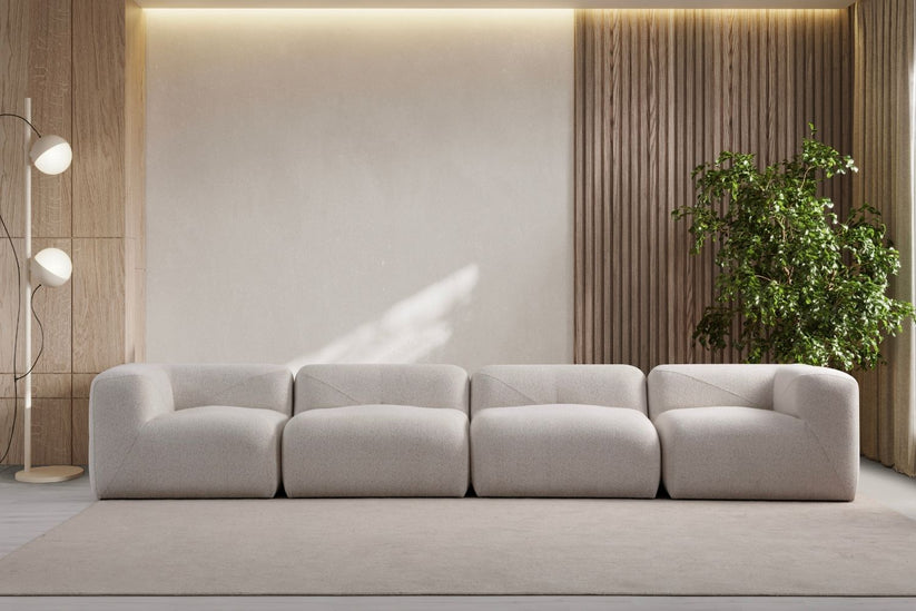 Canapé modulable Nuage - Chenille - Blanc cassé