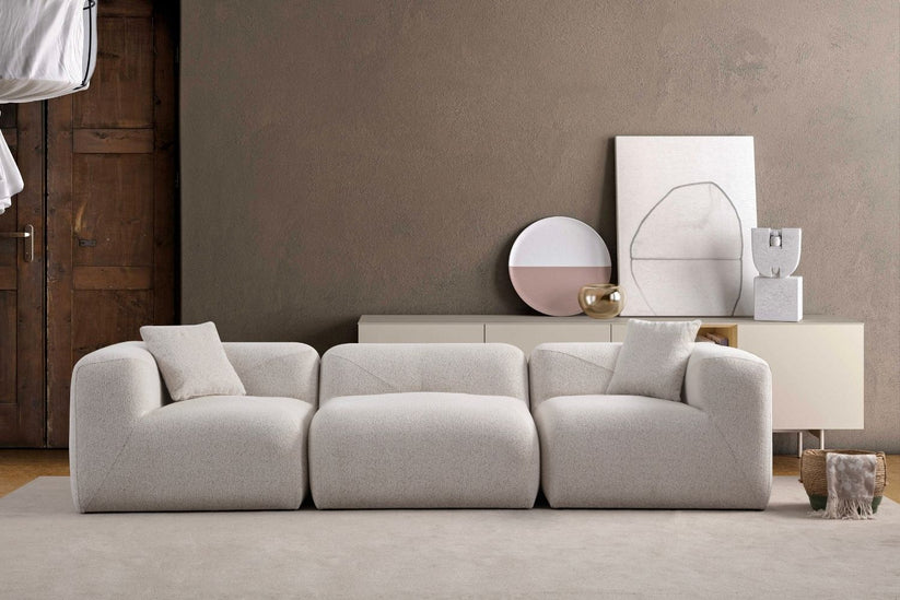Canapé modulable Nuage - Chenille - Blanc cassé