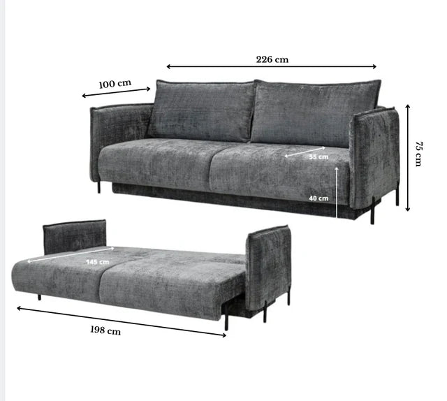 Canapé  convertible AMALFI - Tissu Marbella - Gris