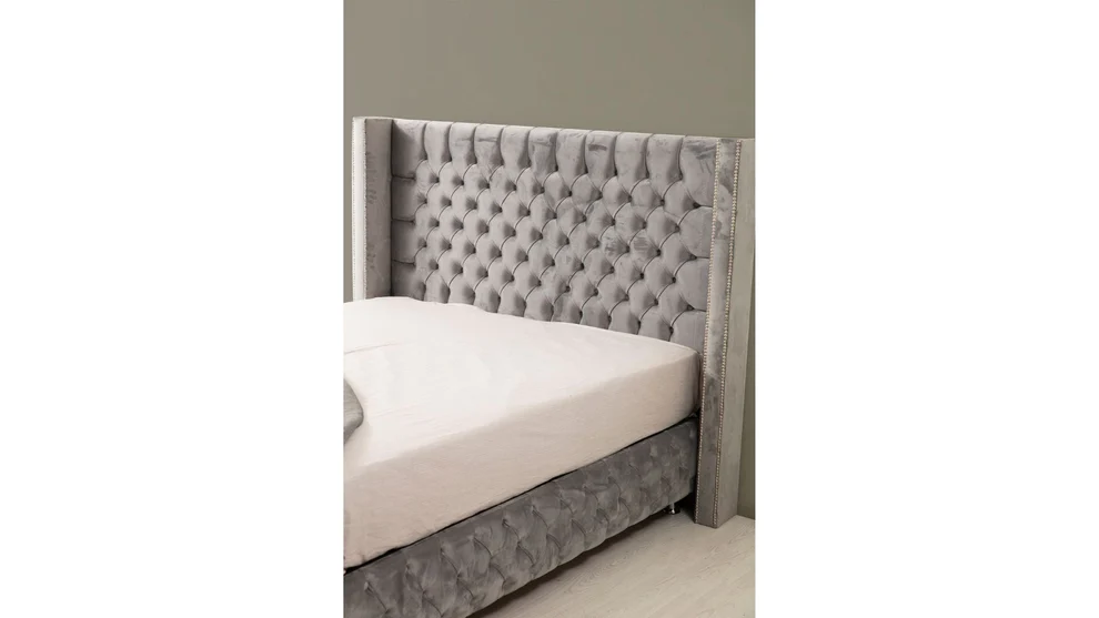 Lit coffre - Clouté - Gris