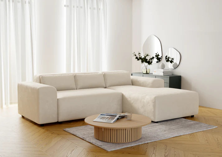 Canapé d'angle MORRIS - Velours beige