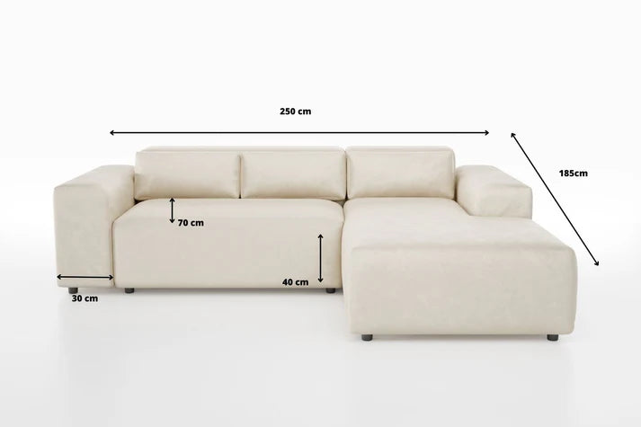 Canapé d'angle MORIS - Velours beige