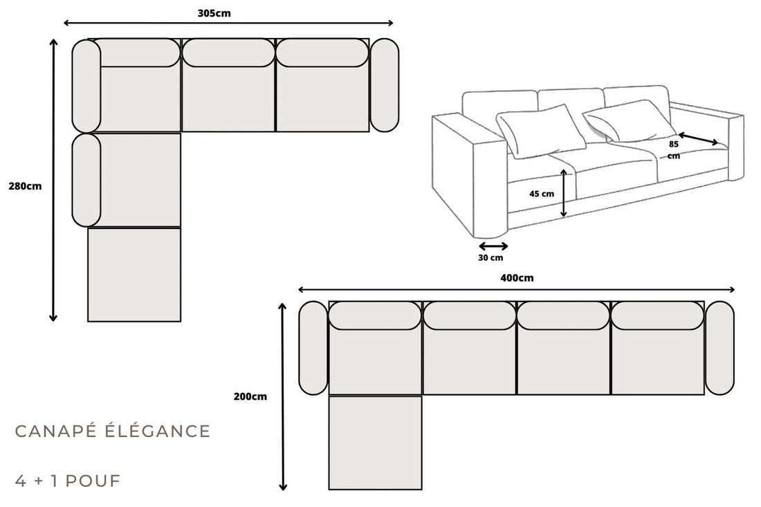 Canapé modulable ELEGANCE 4+1