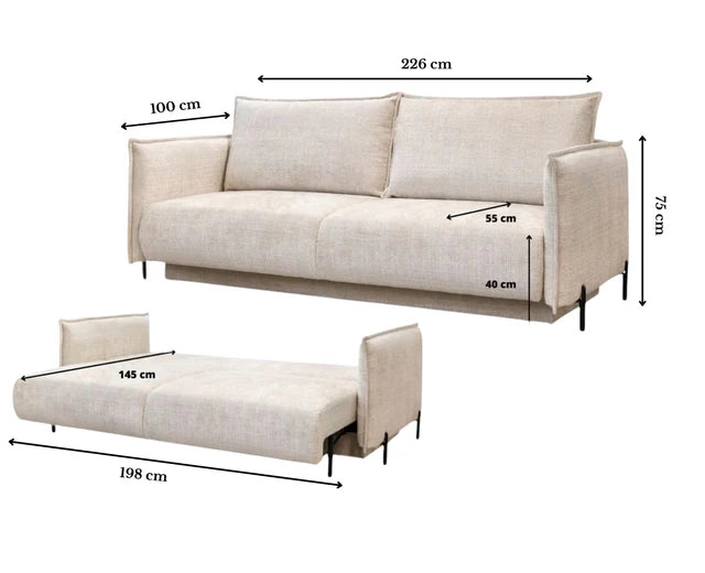 Canapé  convertible AMALFI - Tissu Marbella - Beige