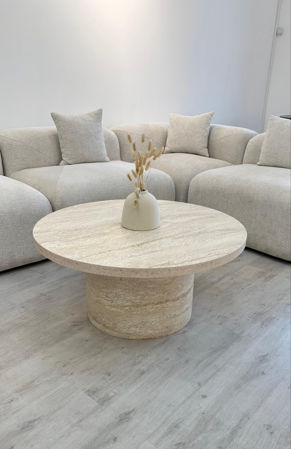 Table basse PRAGUE - Effet tout travertin - Ronde (90 cms)