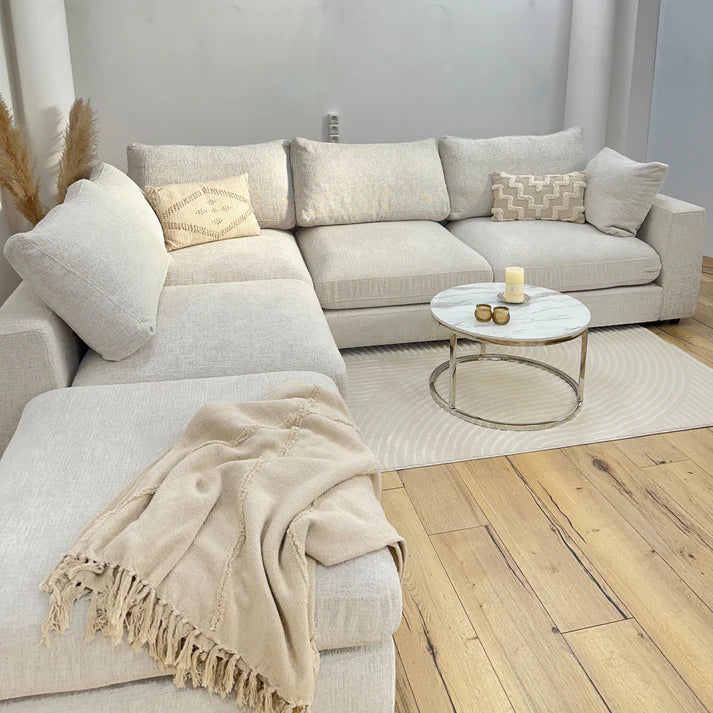 Canapé modulable - Julia 4+1 - Chenille - Blanc cassé