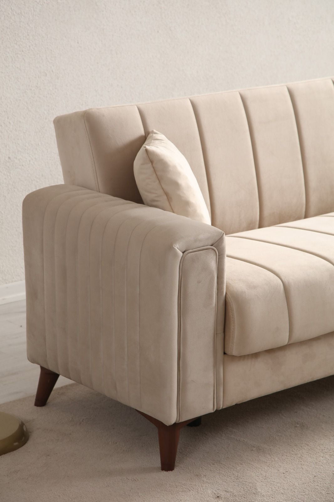 Canapé convertible NOVA - Velours - Beige