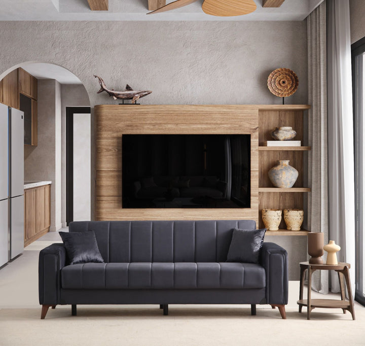 Canapé convertible - Nova - Velours - Gris