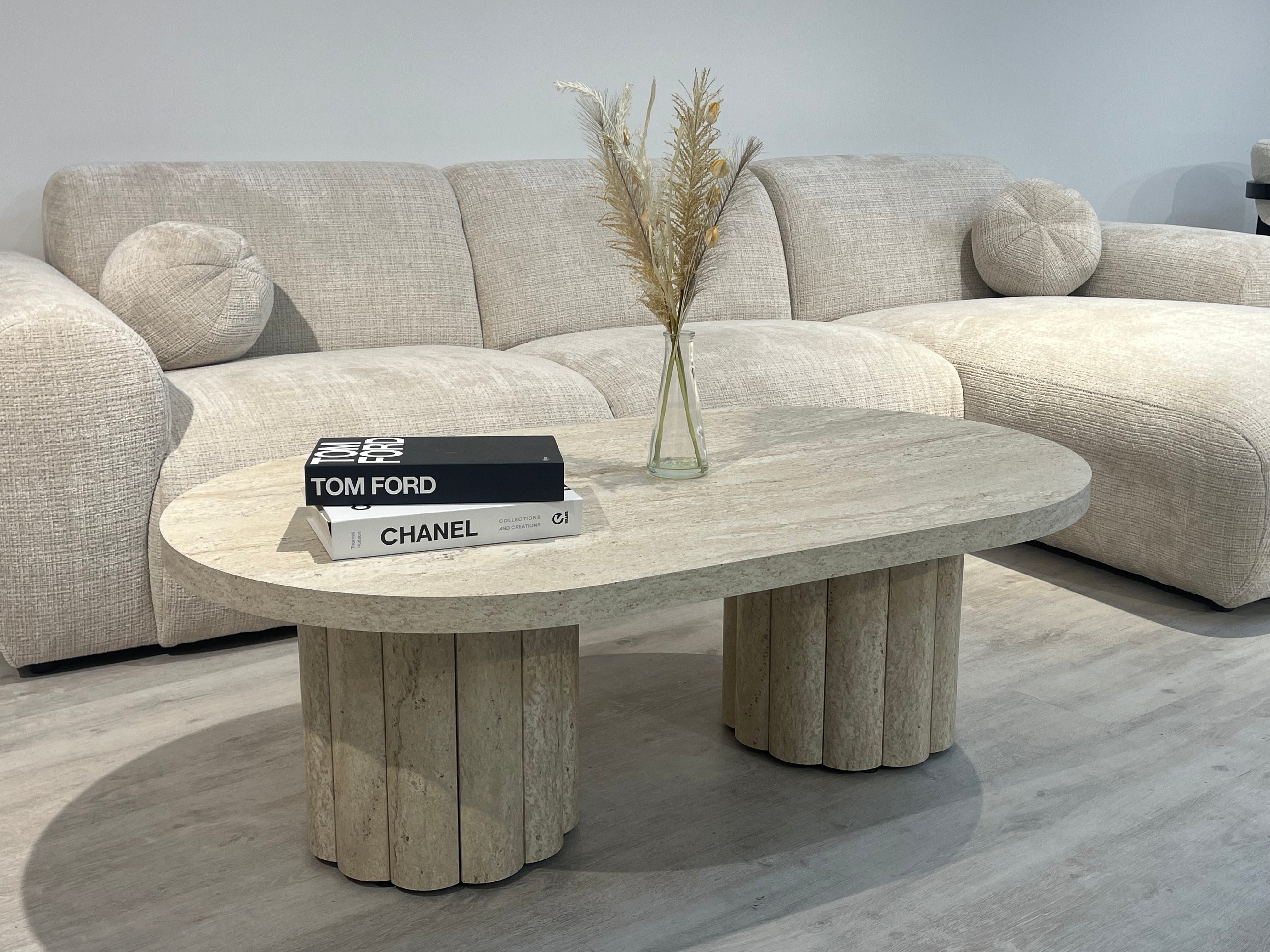 Table basse ATHENA 120 - Aspect travertin