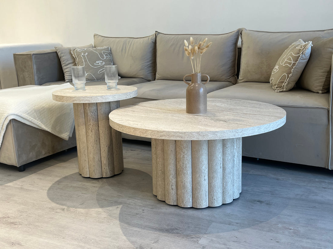 Table basse gigogne ATHENA - Aspect travertin