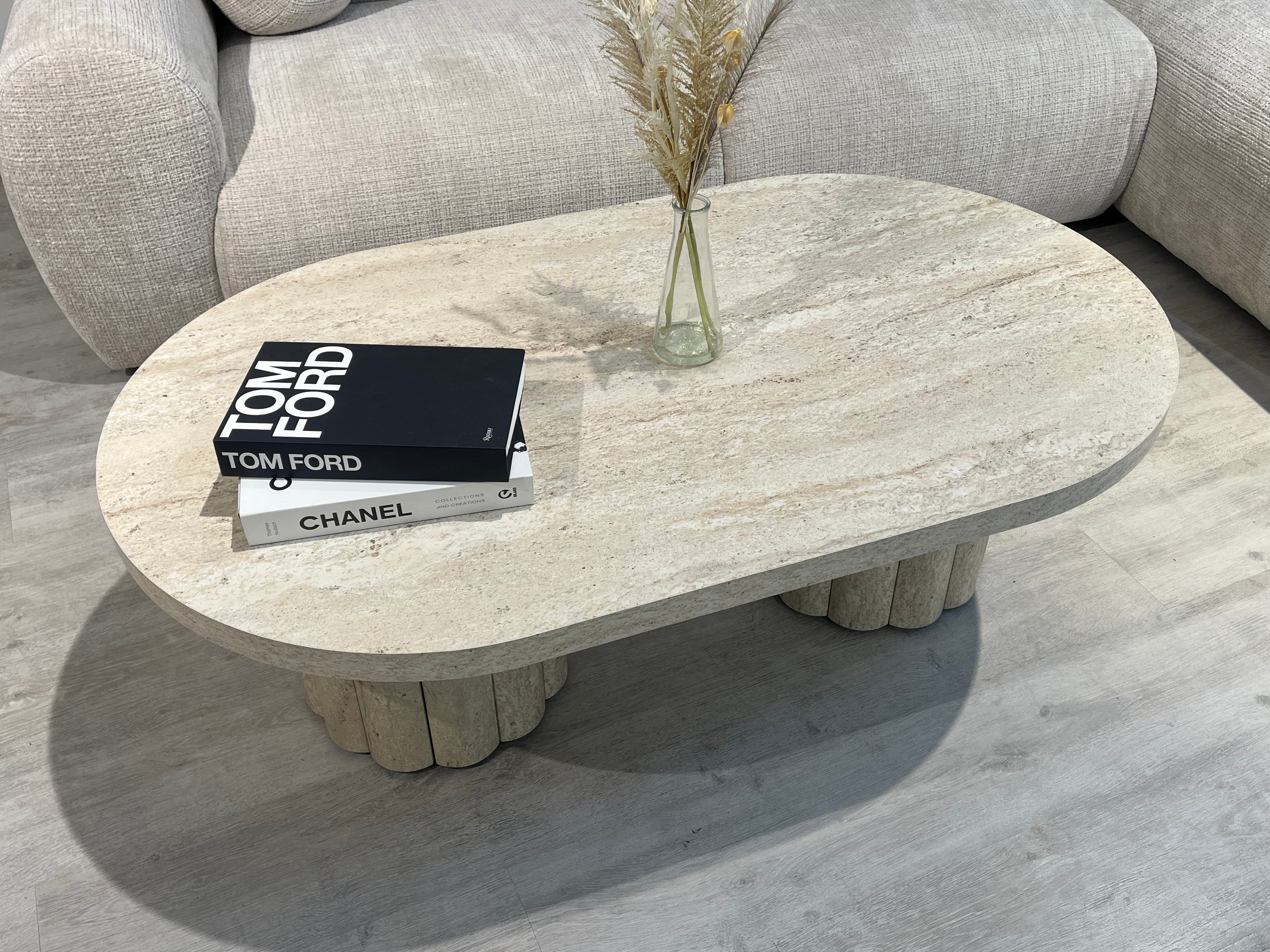 Table basse ATHENA 120 - Aspect travertin