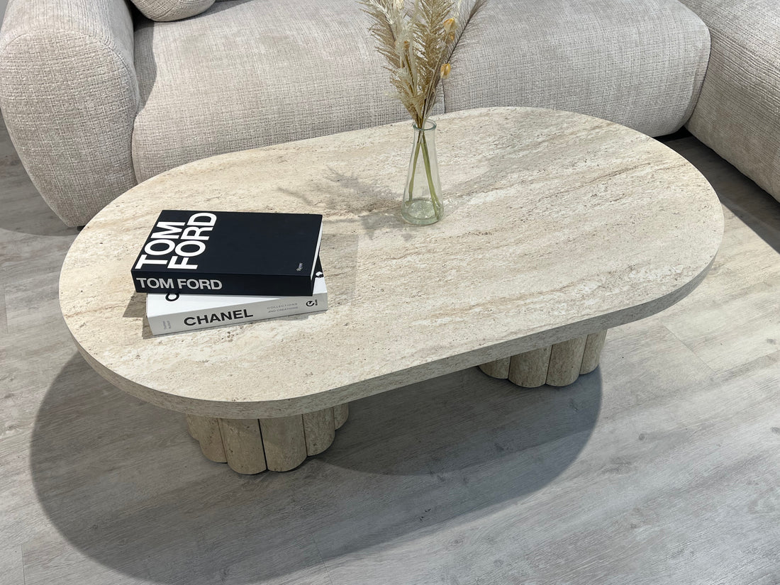 Table basse ATHENA 120 - Aspect travertin