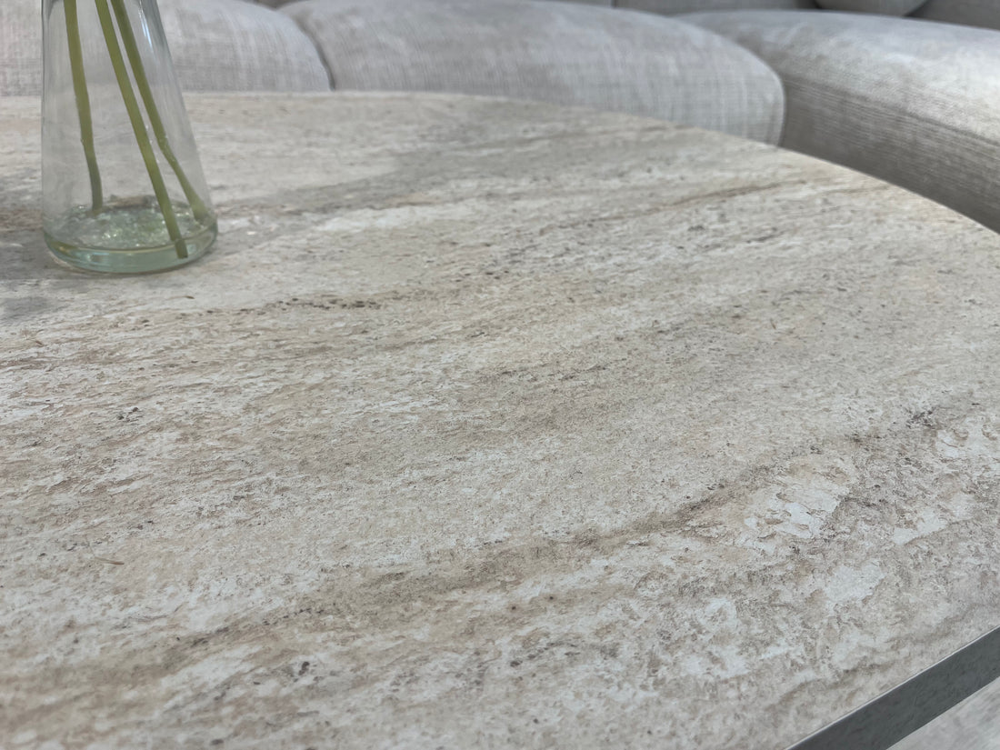 Table basse gigogne ATHENA - Aspect travertin