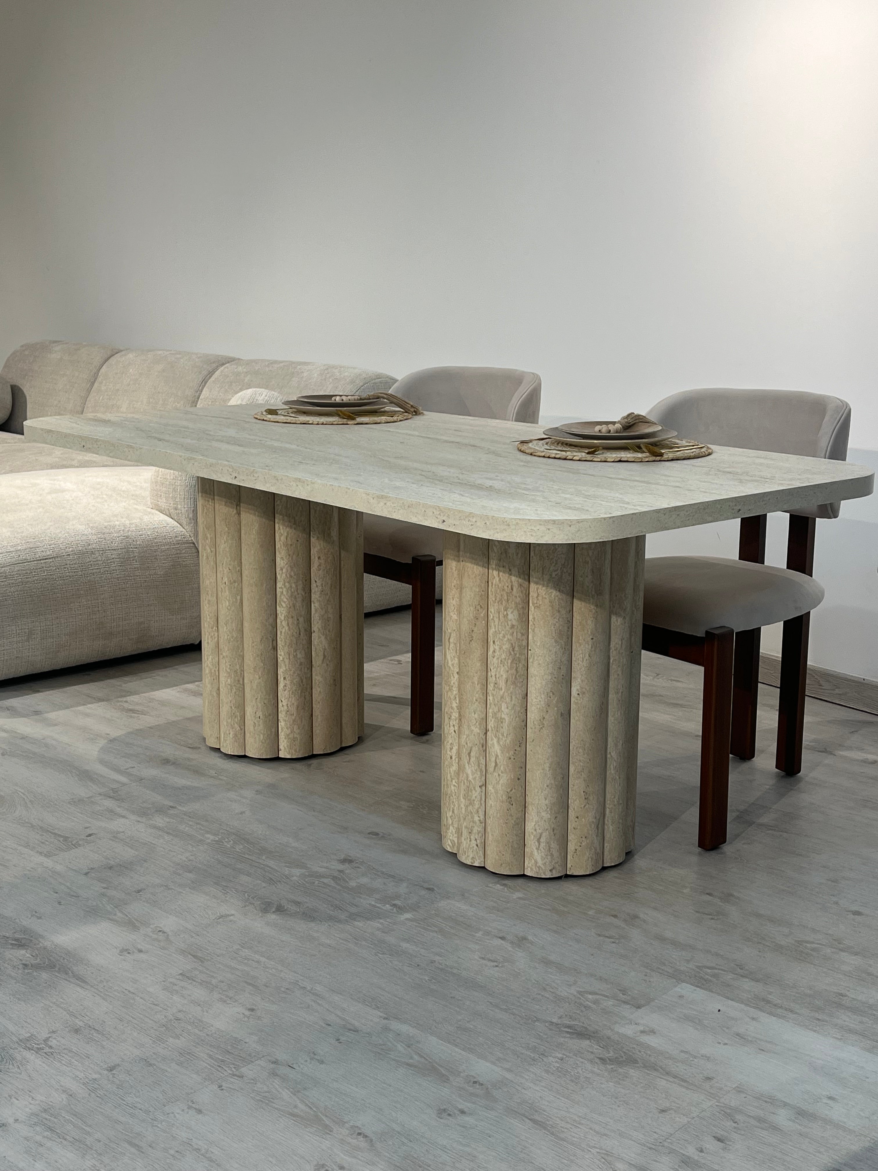 Table de repas ATHENA 180 - Aspect travertin