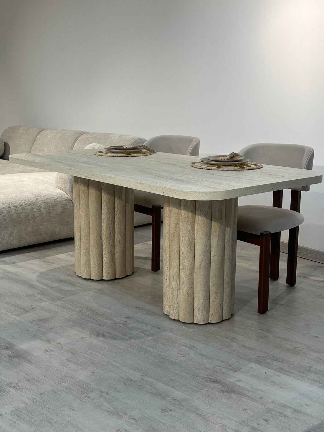 Table de repas ATHENA 180 - Aspect travertin