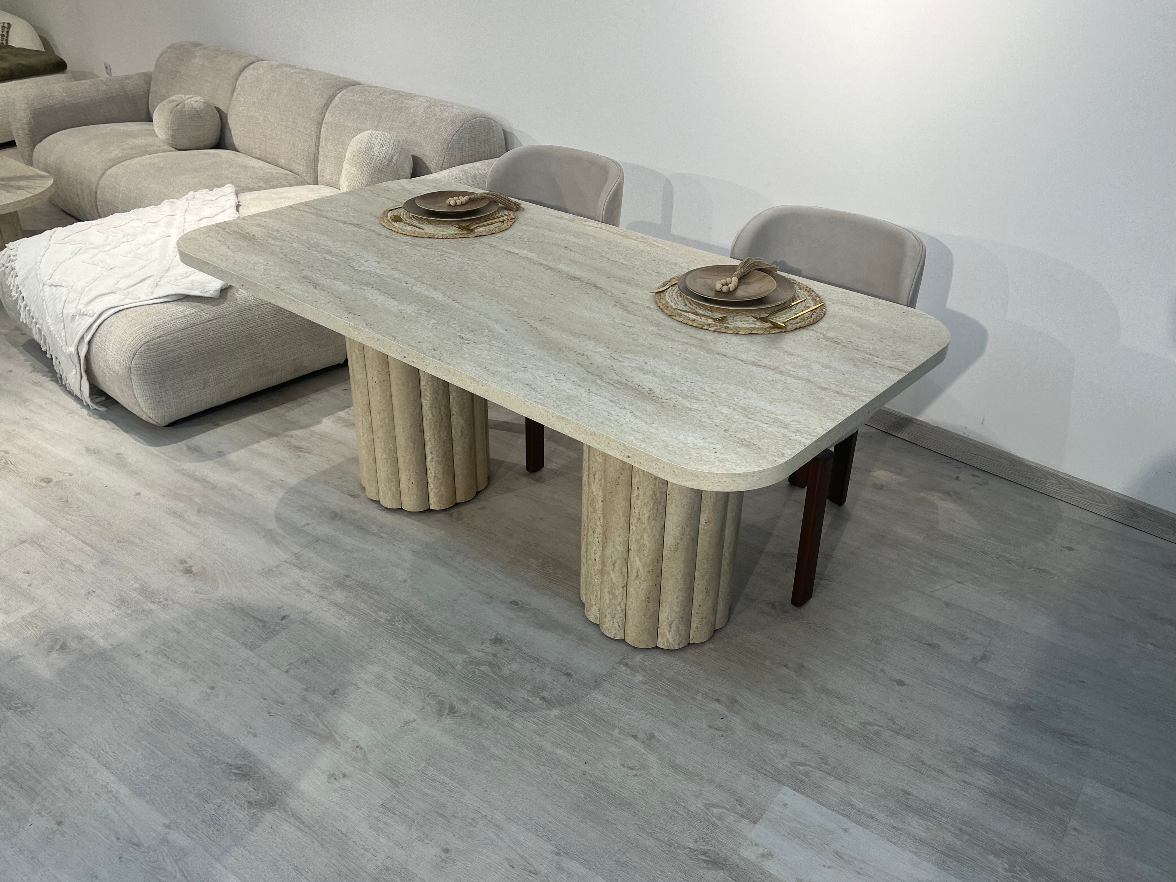 Table de repas ATHENA 180 - Aspect travertin
