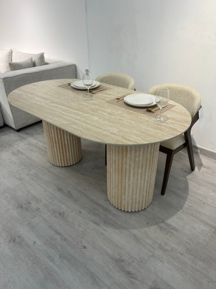 Table de repas ELA - Aspect travertin