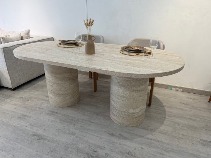 Table de repas HORIZON - Aspect travertin