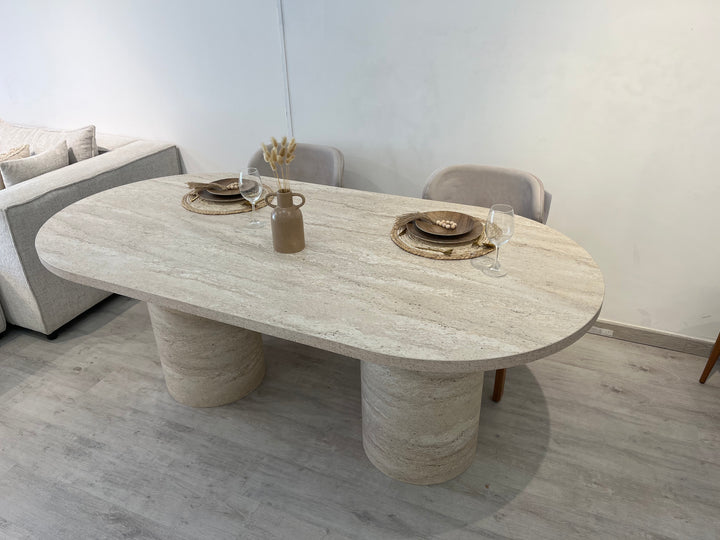 Table de repas HORIZON - Aspect travertin