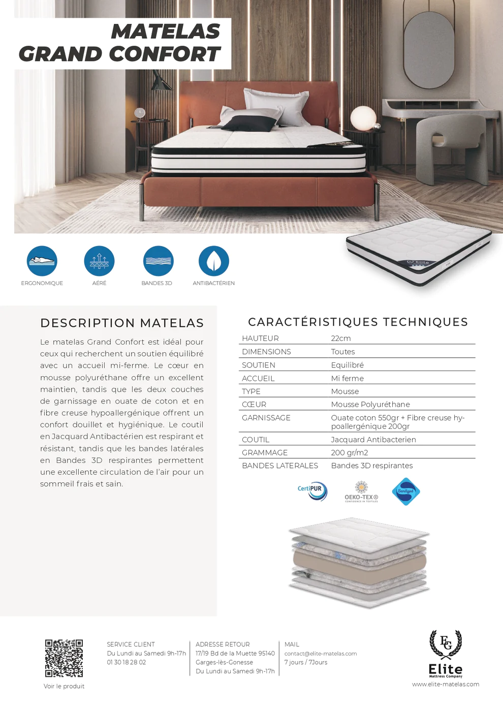 Matelas H22 Confort Elite