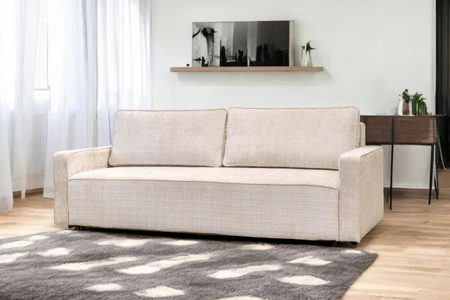 Canapé convertible NICOLE - Tissu Marbella - Beige