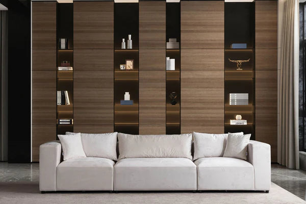 Canapé modulable AZRA - velours - Blanc cassé