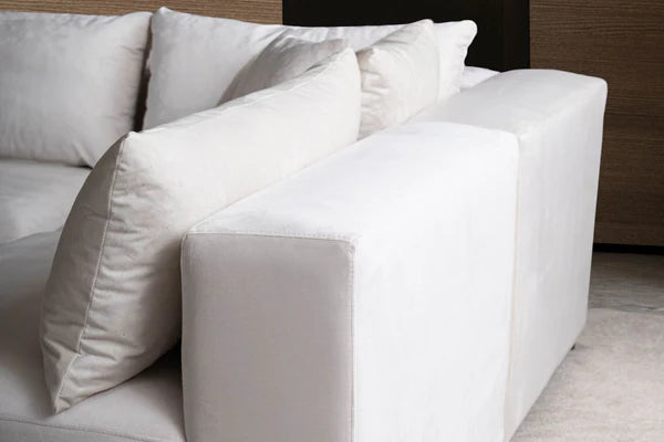 Canapé modulable AZRA - Velours - Blanc cassé