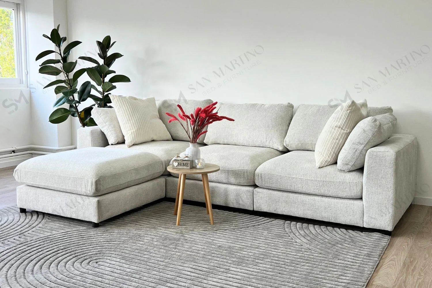 Canapé modulable - Julia 3+1 - Chenille - Blanc cassé