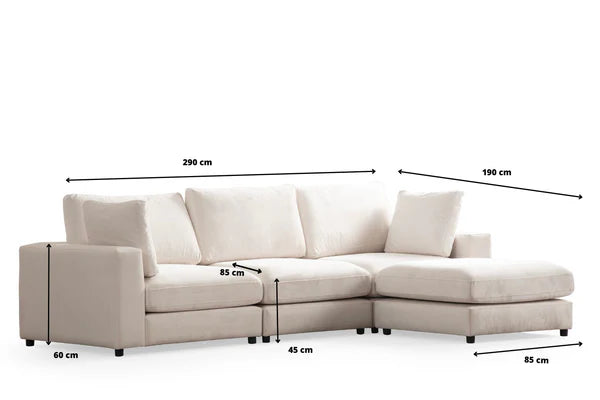 Canapé modulable - Julia 3+1 - Chenille - Blanc cassé