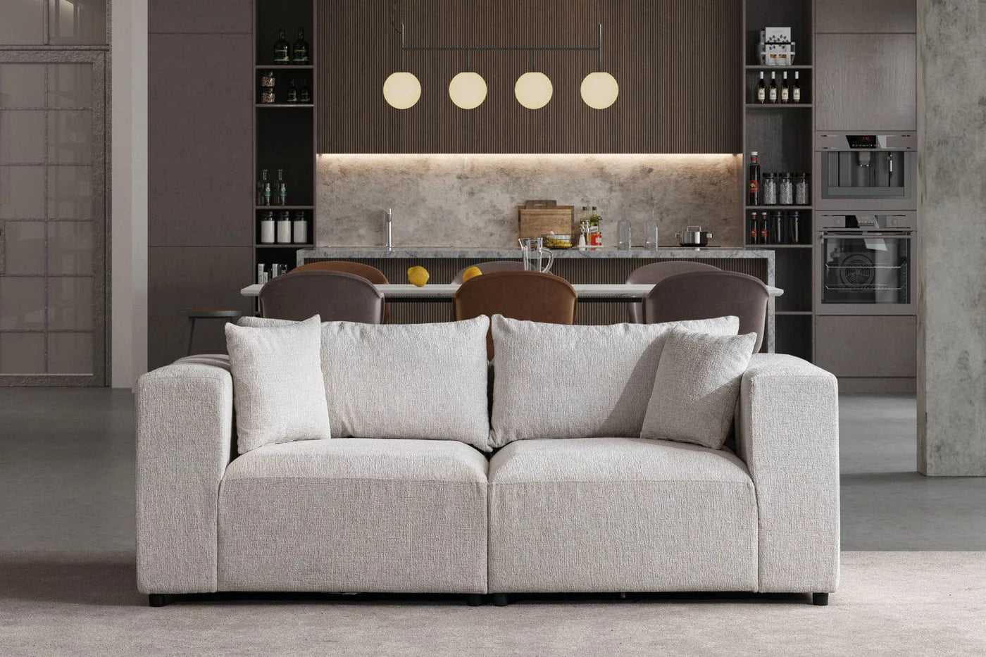 Canapé modulable AZRA - Chenille - Blanc cassé