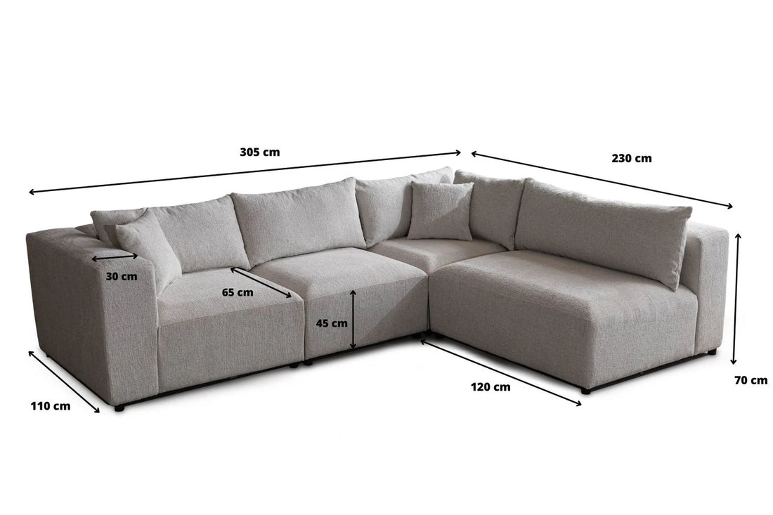 Canapé modulable AZRA - Chenille - Blanc cassé