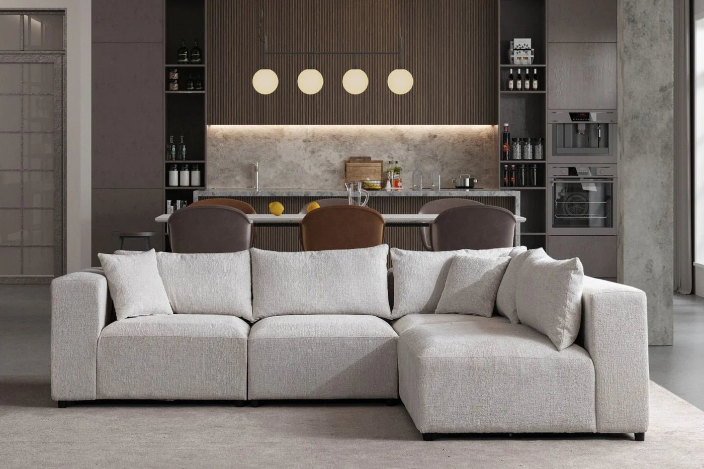 Canapé modulable AZRA - Chenille - Blanc cassé