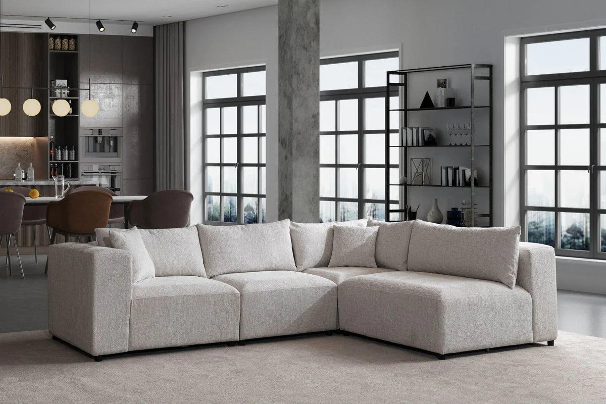 Canapé modulable AZRA - Chenille - Blanc cassé