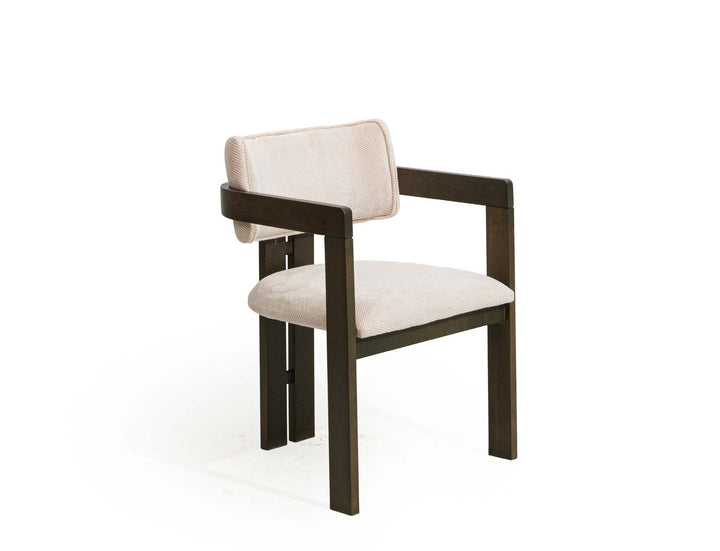 Chaise Tokyo Structure Bois marron - Tissu blanc cassé