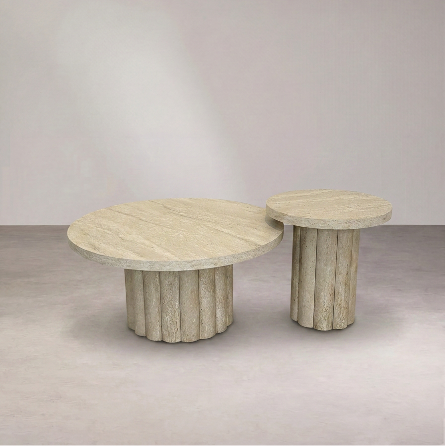 Table basse gigogne ATHENA Travertin