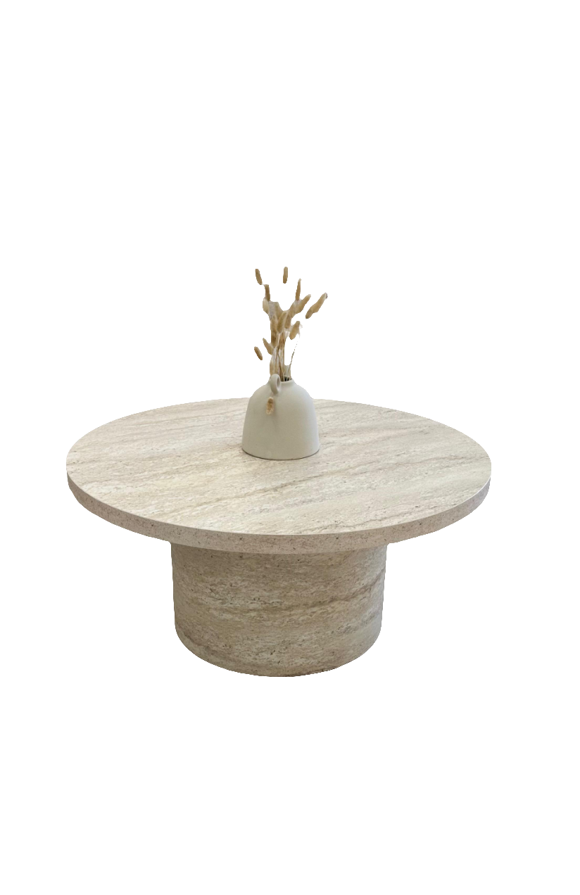 Table basse PRAGUE - Effet tout travertin - Ronde (90 cms)