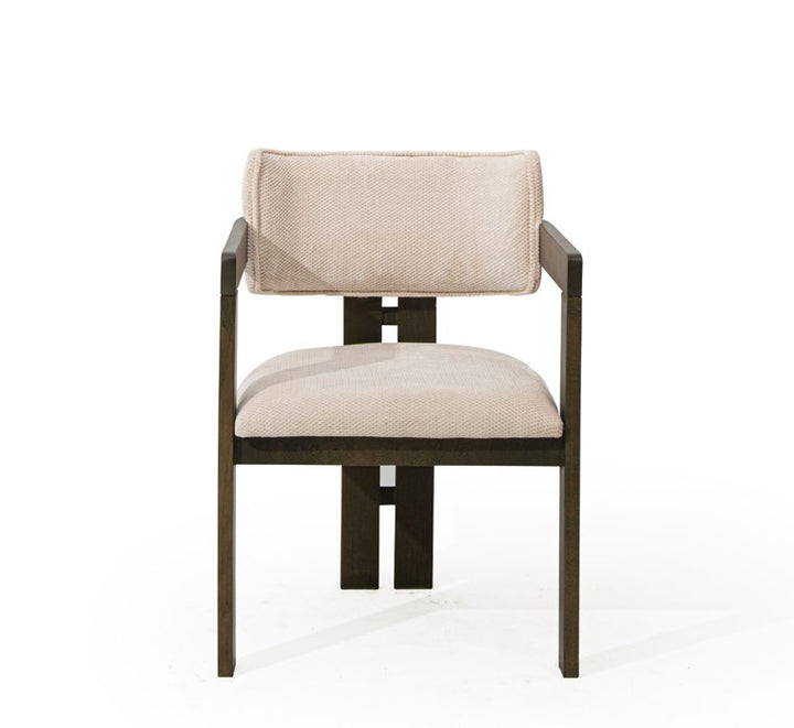 Chaise Tokyo Structure Bois marron - Tissu blanc cassé