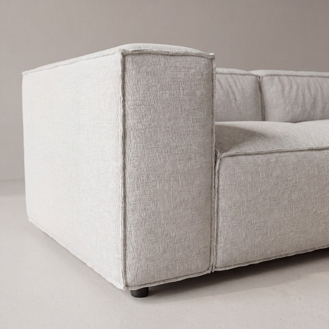 Canapé modulable ELEGANCE 3+1 en chenille blanc cassé, photo 4 sur 8