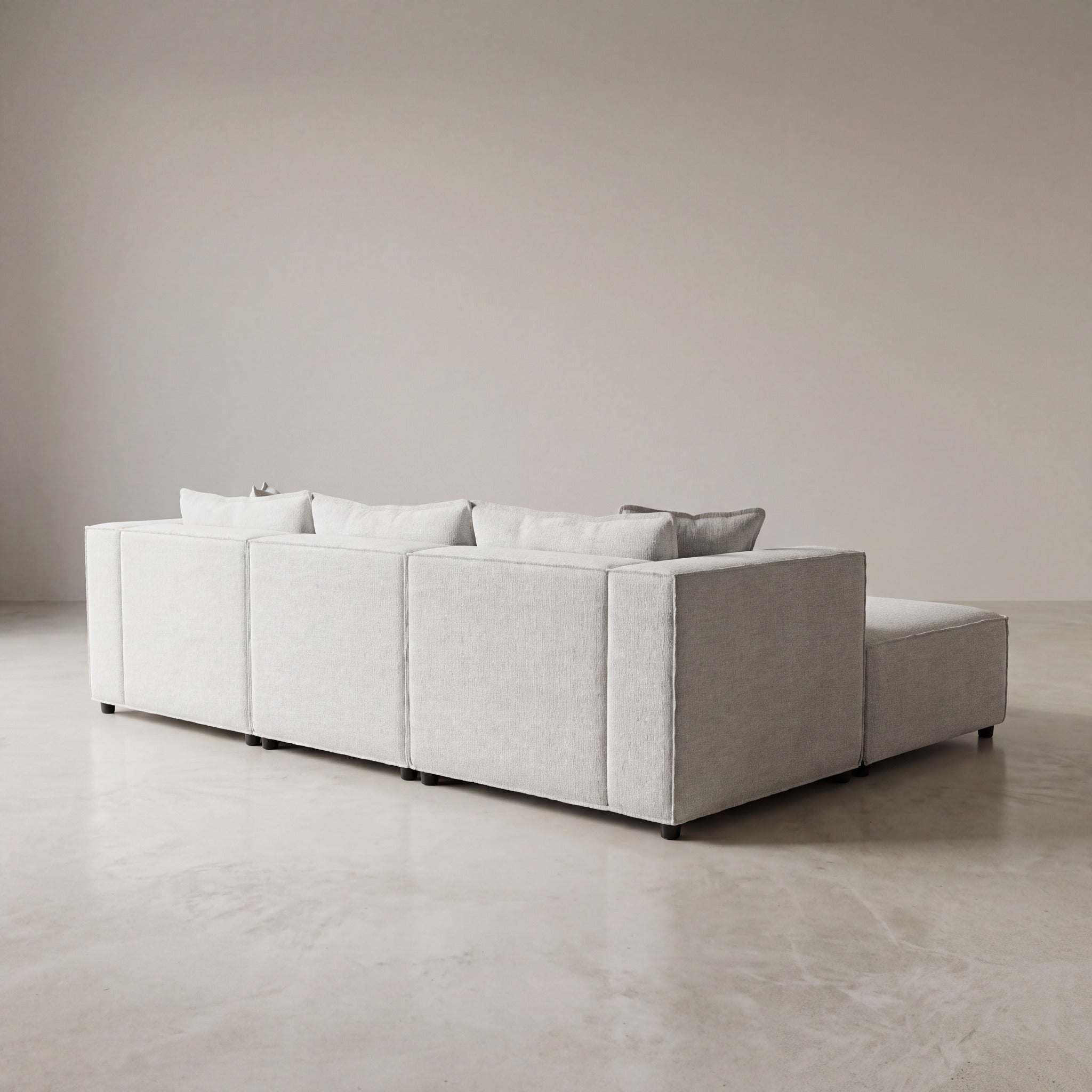 Canapé modulable ELEGANCE 3+1 en chenille blanc cassé, photo 7 sur 8