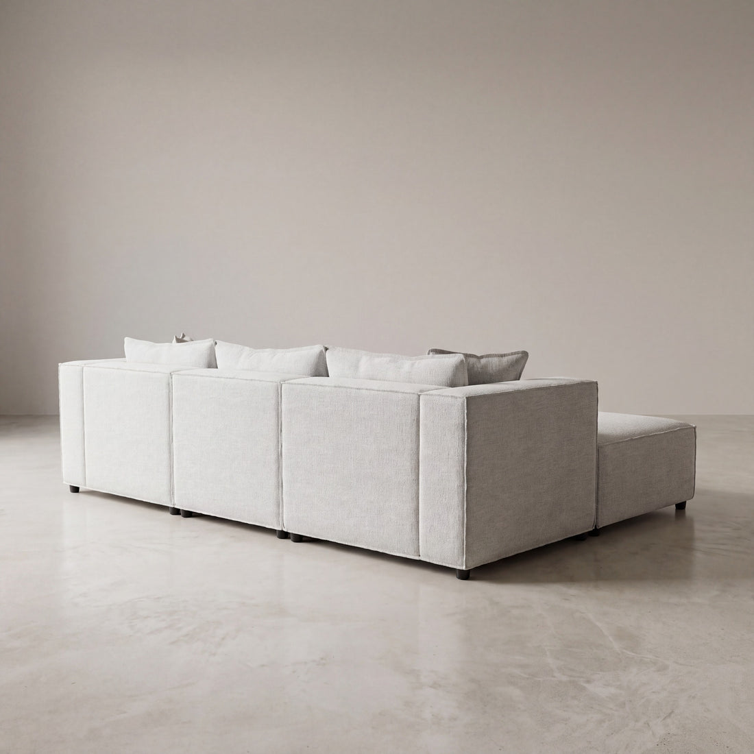 Canapé modulable ELEGANCE 3+1 en chenille blanc cassé, photo 7 sur 8