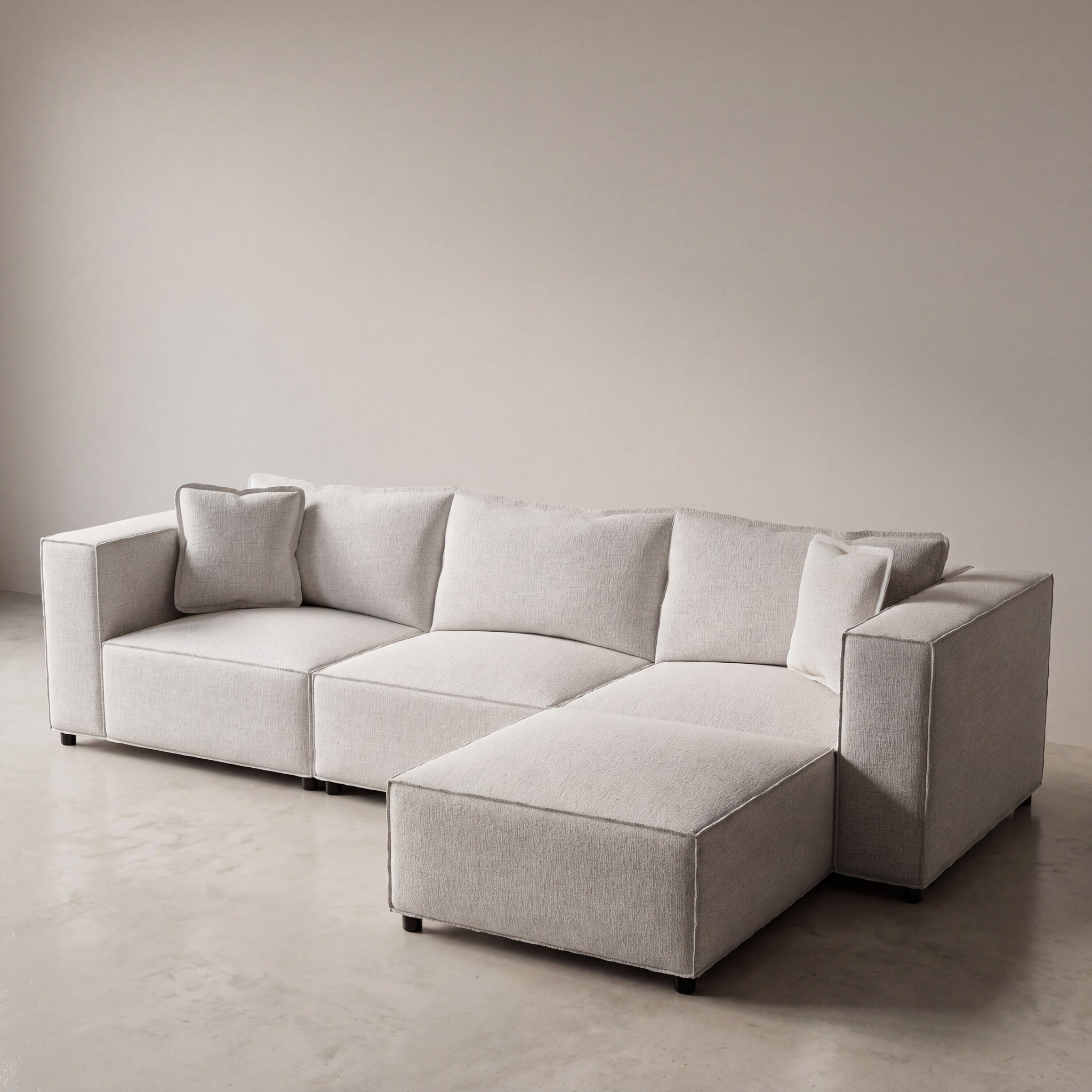 Canapé modulable ELEGANCE 3+1 en chenille blanc cassé, photo 8 sur 8
